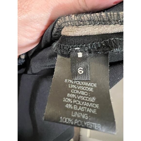 YIGAL AZROUEL Black and Nude Art Deco Velvet Sleeveless Designer Dress Sz 6 - Picture 14 of 14